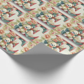 FLoral teddybeer letter E Cadeaupapier (Hoek)