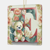 FLoral teddybeer letter E Keramisch Ornament (Links)