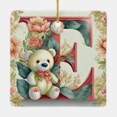 FLoral teddybeer letter E Keramisch Ornament (Achterkant)