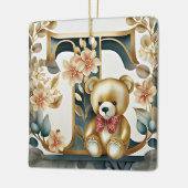 FLoral teddybeer letter T Keramisch Ornament (Links)
