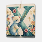 FLoral teddybeer letter X Keramisch Ornament (Links)