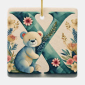 FLoral teddybeer letter X Keramisch Ornament (Achterkant)