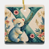 FLoral teddybeer letter X Keramisch Ornament (Voorkant)