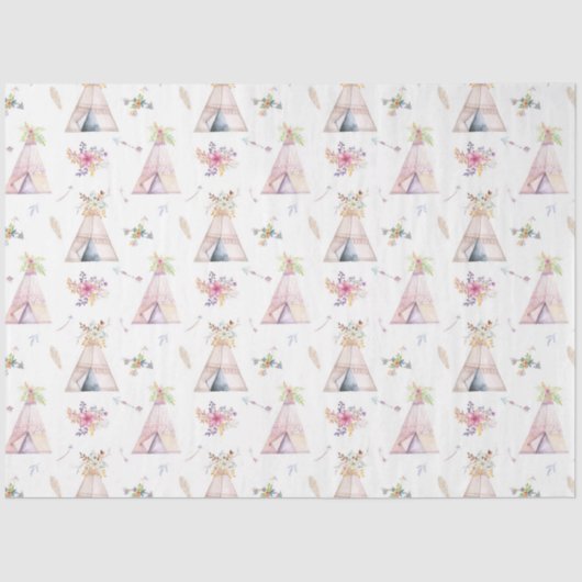 Floral TeePee Gift Wrapping-papier Tissuepapier (Voorkant)