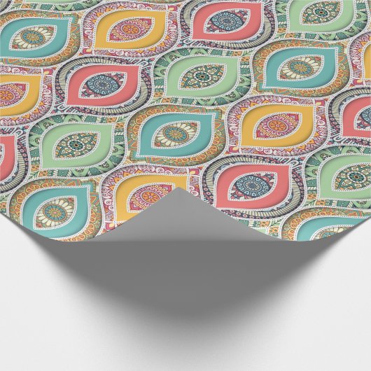 Floral Tegel Pattern Wrapping Paper Cadeaupapier (Hoek)