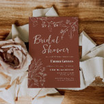 Floral Terracota Bridal Shower Kaart<br><div class="desc">Deze bruidelijke doucheuitnodiging wordt gekenmerkt door boho stijl,  bloemenkunstwerk,  terracotta,  en beige kleuren,  met een mengeling van verschillende doopvontstijlen,  vaak in verschillende grootte,  om een unieke,  eclectische blik te creëer die deze uitnodiging tot een natuurlijke esthesie maakt.</div>