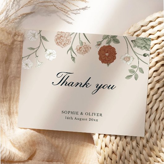 Floral Terracotta Bedankt kaarten