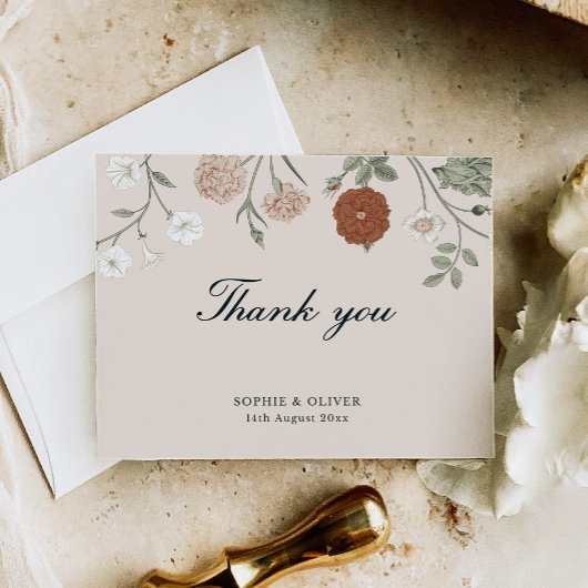 Floral Terracotta Bedankt kaarten