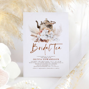 Floral Terracotta Boho Vrijgezellenfeest Tea Party Kaart