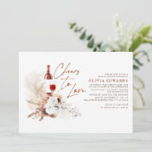 Floral Terracotta Boho Wine Tasting Vrijgezellenfe Kaart (Staand voorkant)