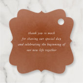 Floral Terracotta Boho Zwart Bruiloft Dank u Bedankjes Labels (Achterkant)