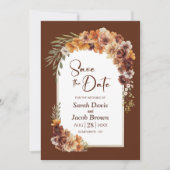 Floral Terracotta Boog Huwelijk Save the Date Kaart (Voorkant)