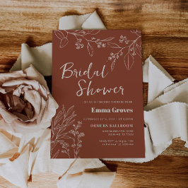 Floral Terracotta Bridal Shower Kaart