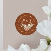 Floral Terracotta Bruiloft Retouradres Ronde Sticker