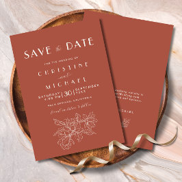 Floral Terracotta Elegante bruiloft Save The Date