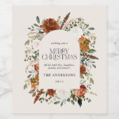 Floral terracotta kerst botanische elegant wijn etiket (Enkel label)