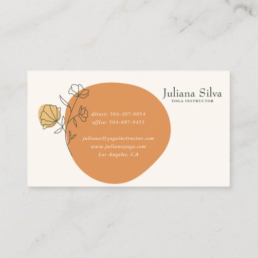 Floral Terracotta Minimalist Business Card Visitekaartje (Achterkant)