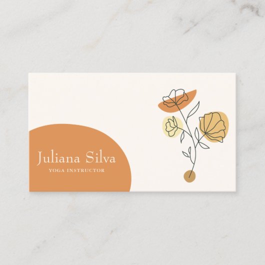 Floral Terracotta Minimalist Business Card Visitekaartje (Voorkant)