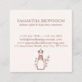 Floral Terracotta Mode Dress Seamstress Tailor Vierkante Visitekaartje (Achterkant)