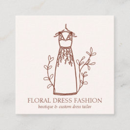 Floral Terracotta Mode Dress Seamstress Tailor Vierkante Visitekaartje