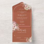 Floral Terracotta Pampas Grass Wedding All In One Uitnodiging (Binnen)