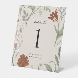 Floral Terracotta Tafelnummers Reclamebord Met Voetstuk