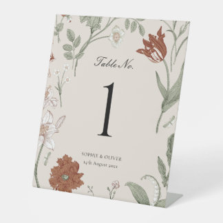 Floral Terracotta Tafelnummers Reclamebord Met Voetstuk