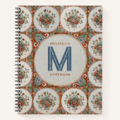 Floral Terracotta Tile Monogram Journal Notitieboek (Voorkant)