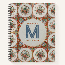  Floral Terracotta Tile Monogram Sketchbook Notitieboek