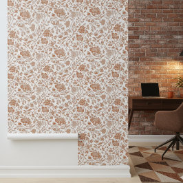 Floral Terracotta Toile Pattern Behang