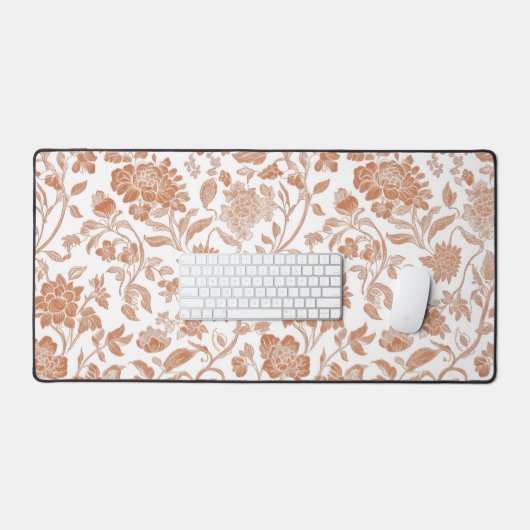 Floral Terracotta Toile Pattern Bureaumat (Keyboard & Muis)