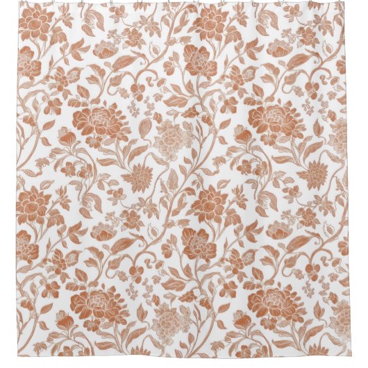 Floral Terracotta Toile Pattern Douchegordijn (Voorkant)