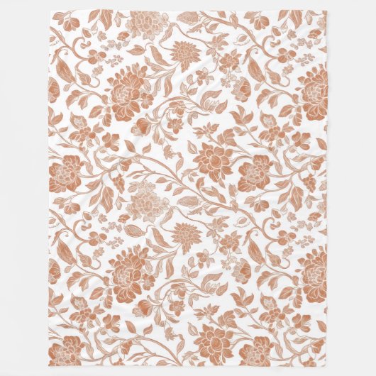Floral Terracotta Toile Pattern Fleece Deken (Voorkant)