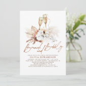 Floral Terracotta Vrijgezellenfeest Brunch en Bubb Kaart (Staand voorkant)