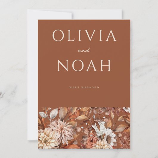 Floral Terracotta We zijn verloofd Aankondiging Ka (Voorkant)