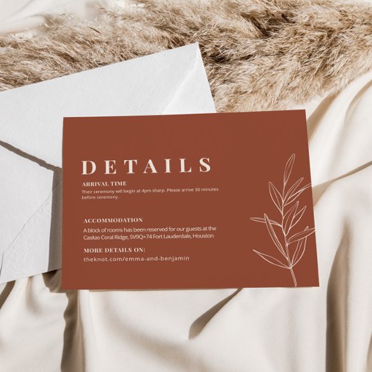 Floral Terracotta Wedding Details Kaart