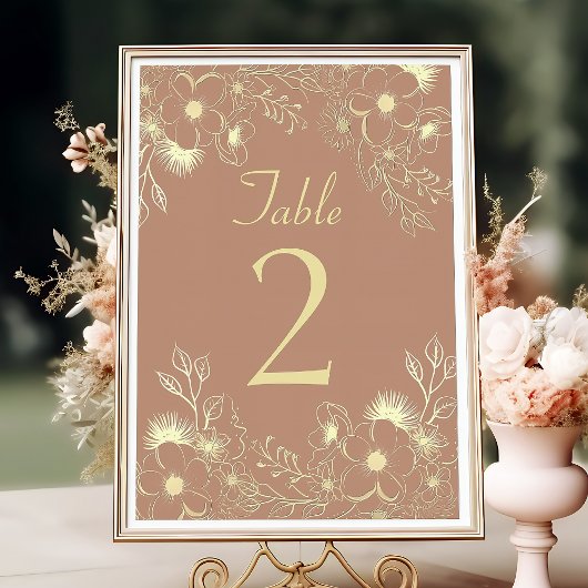Floral Terracotta Wedding Table Number Kaart