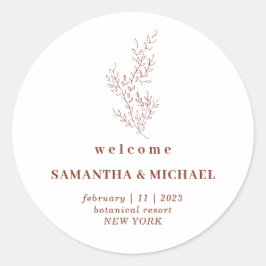 Floral Terracotta Welcome Wedding Elegant Autumn Ronde Sticker