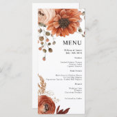 Floral Terracotta Witte Waterverf Trouwmenu Menu (Voorkant / Achterkant)