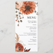 Floral Terracotta Witte Waterverf Trouwmenu Menu (Voorkant)