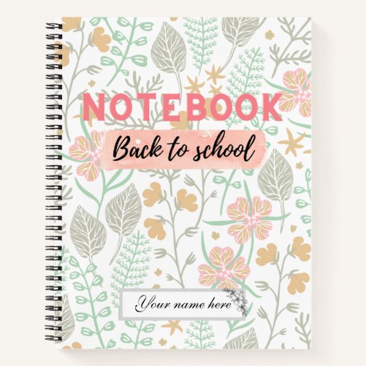 Floral Terug naar het Notitieboek van de School (Voorkant)