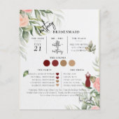 Floral Text Script Bridesmaid info Card (Voorkant)