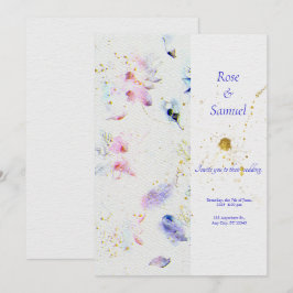 Floral Textured Paper Glitter Huwelijksuitnodiging Kaart