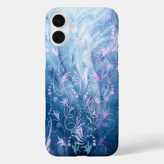 Floral-textuur in blauwe tonnen Case-Mate iPhone Case (Achterkant)