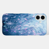 Floral-textuur in blauwe tonnen Case-Mate iPhone Case (Achterkant (horizontaal))