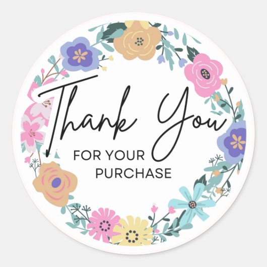 Floral Thank You for Your Purchase Sticker (Voorkant)