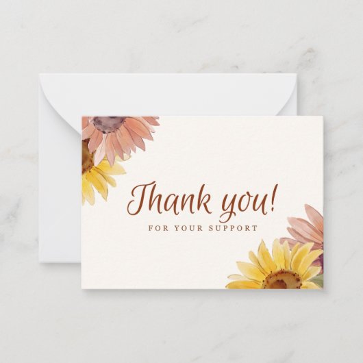 Floral Thank You For Your Support Card Notitiekaartje (Voorkant)