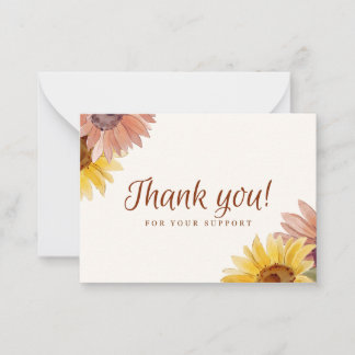 Floral Thank You For Your Support Card Notitiekaartje