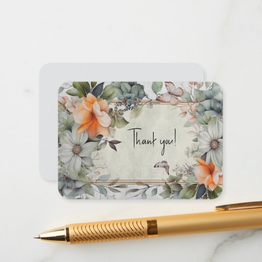 Floral Thank You Informatiekaartje (Voorkant / Achterkant in situ)