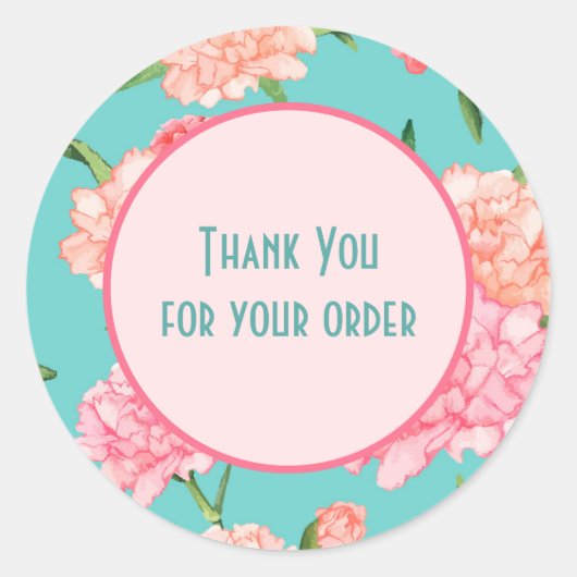 Floral Thank you Ronde Sticker (Voorkant)